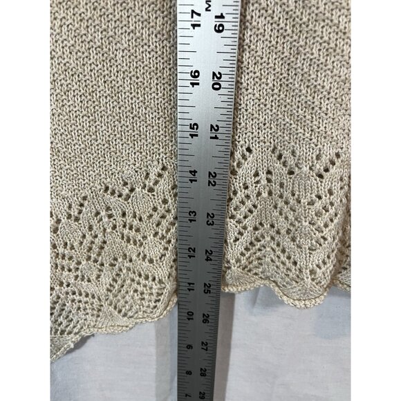 Lauren Conrad Women's XL Open Knit Cold Shoulder Cream Sweater - Picture 10 of 11